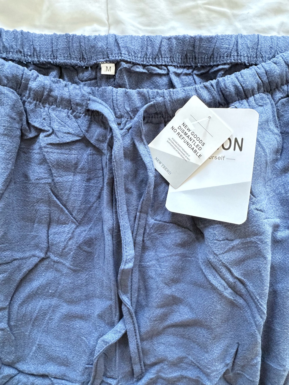 NWT - Blue Linen Pants with Stretchy Drawstring Waist - Size Medium - Picture 5 of 7